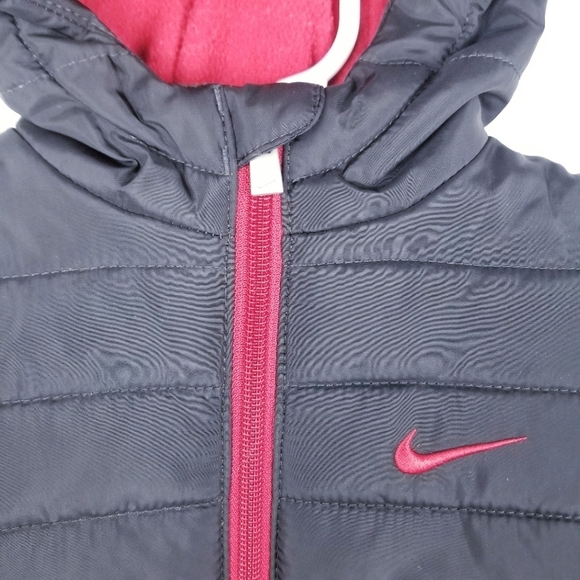 Nike JUST DO IT Fleece-Lined Black & Red Puffer Coat, size 12 Months - Picture 4 of 12